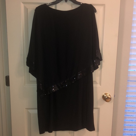 Black Jersey tank dress with sheer and sequin over - Picture 7 of 11